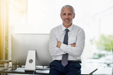 My office is my domain. Portrait of a smiling mature businessman standing in an office.