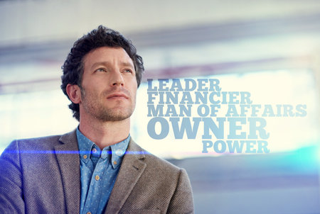 Where is the future taking you. Low angle shot of a mature man looking away meditatively, with copyspace.の写真素材