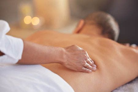 Hand, luxury massage and zen spa wellness for beauty sknicare, body care and stress relief or physical therapy. Masseuse, relax and muscle or pain health, healing and cosmetics therapist in salonの写真素材