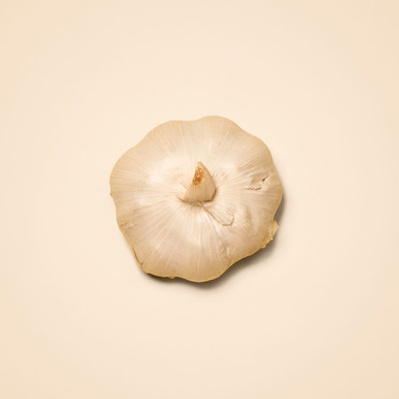 Simply one clove is enough. a bulb of garlic against a studio background.