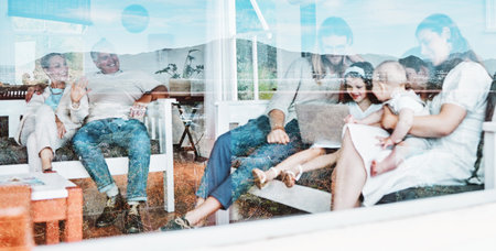 A strong family bond. a beautiful family bonding at home.の写真素材