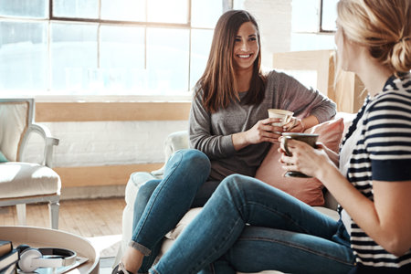 Friends have coffee, women relax and talk, social get together with catch up chat and communication....