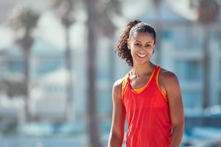 Its not about speed or miles, its just therapy. a sporty young woman standing outside after her...