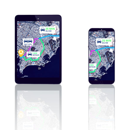 Technology to the rescue. a tablet and smartphone showing gps data.