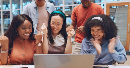 Business, team and applause for celebration, corporate deal and marketing campaign in modern office. Staff, teamwork and clapping for group project, target achievement and goal for collaboration.の写真素材