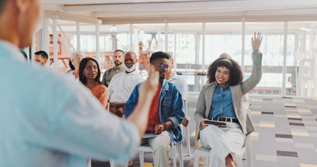 Business people, mentor and applause for presentation, coaching or corporate training in workshop...