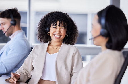 Teamwork, callcenter or success deal in office for customer service, contact us support or CRM...