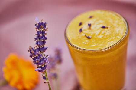 The healthy version of a milkshake. a freshly made healthy smoothie on a table.の写真素材