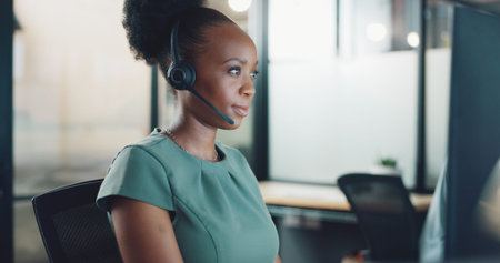 Face, business and woman in call center, telemarketing and customer support in office. Portrait,...