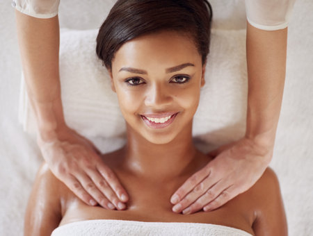Today is for being pampered. a beautiful young woman at the beauty spa.の写真素材