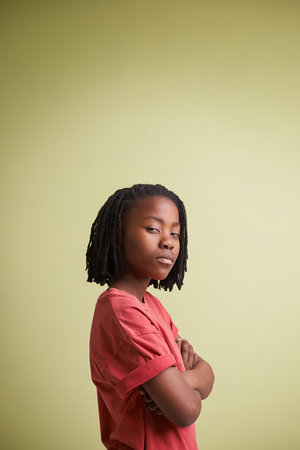 Turning on the attitude. Studio portrait of a young boy with attitude.の写真素材