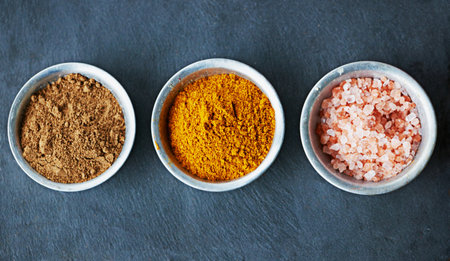 Bowls of flavor. an assortment of colorful spices in bowls.の写真素材