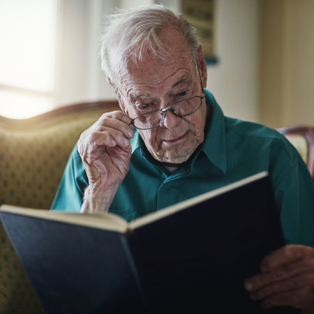 Reading takes me places Im incapable of going. a senior man reading a book while relaxing at home.の素材 [FY310201178285]