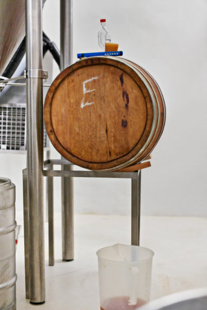 Old school keg in modern brewing. A cropped shot of equipment at a brewery.