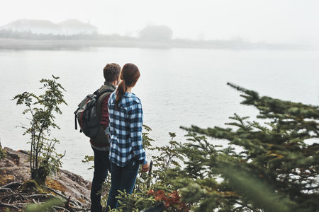Allow yourself to feel a deep sense of calm. a young couple exploring nature together.の写真素材