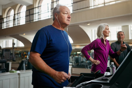 Great results requires great effort. a group of mature people exercising on treadmills at the gym.