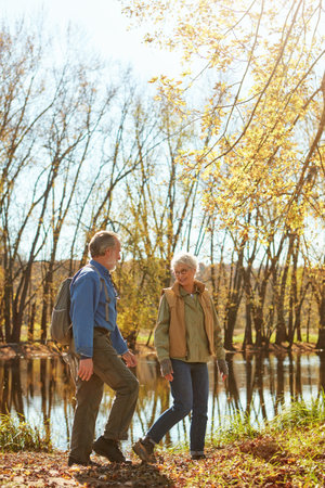 Getting recreational during their retirement. a happy senior couple exploring nature together.の写真素材