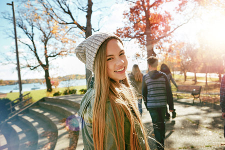 Everything is better with my besties by my side. a group of teenage friends enjoying an autumn day...