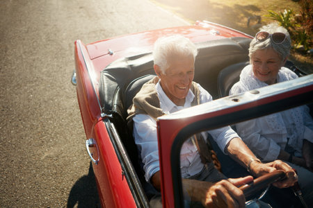 Theres plenty of time to travel during retirement. a senior couple going on a road trip.の写真素材