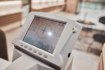 Optometry, healthcare and screen for an eye test in a clinic for eye care, health or wellness....