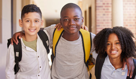 Students, diversity and education portrait, learning and happy smile after class, support or teen...