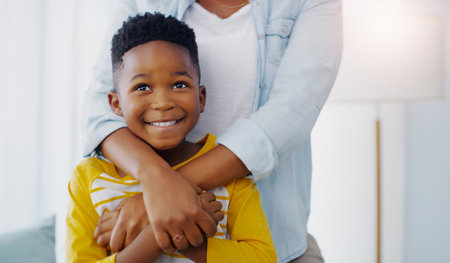 Mommys favorite. Portrait of an adorable little boy bonding and spending time with his mother at home.の写真素材