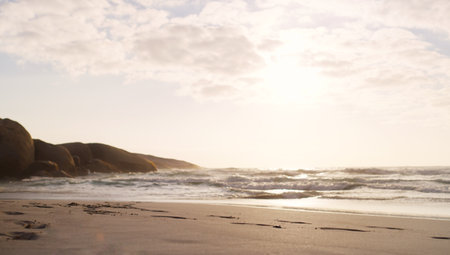 Only good times are had here. Still life shot of the beach at sunset.の写真素材
