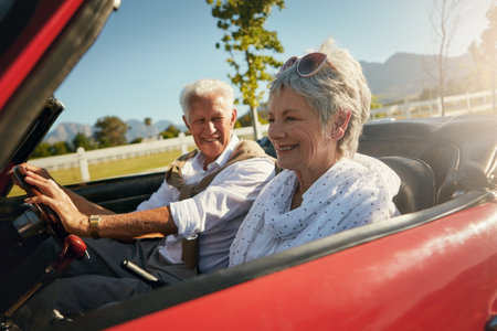 Living the retirement dream. a senior couple going on a road trip.の写真素材