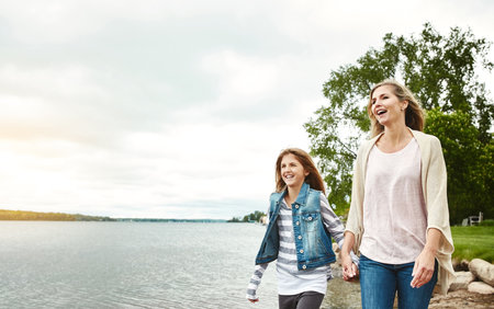 Its like their own girls getaway. a mother and her daughter bonding outdoors.の写真素材