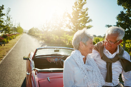 Retirement is the time to enjoy life. a senior couple going on a road trip.の写真素材