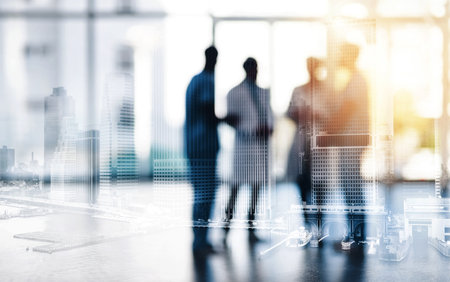 Quality care from a quality team. Blurred shot of a team of doctors standing together in a hospital.の写真素材