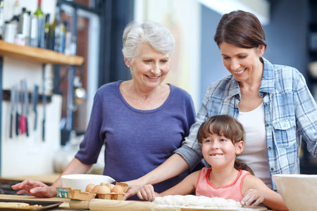 Baking comes naturally in this family. a three generational family baking together.