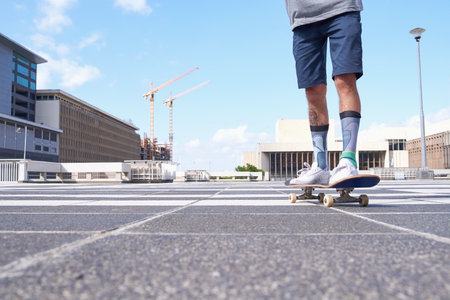 Skating is more than a hobby. skateboarders in the city.の写真素材