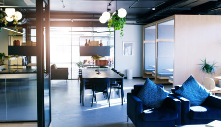 An empty office is filled with potential. an empty modern office.