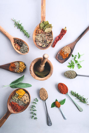 Step up your cooking game with these. an assortment of spices.の写真素材
