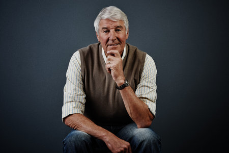 My mind is full of wonderful memories. Studio portrait of a handsome mature man looking thoughtful...