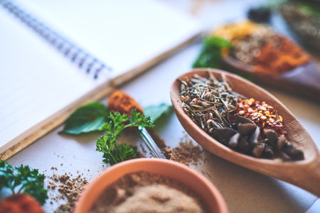 Add some exotic flavour to your food. an assortment of spices.の写真素材