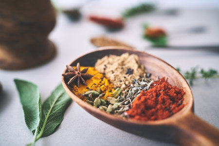 Nothing warms a home more than curry. an assortment of spices.の写真素材