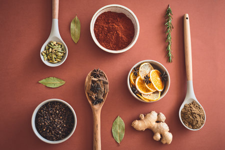 Curry and spice and everything thats nice. an assortment of spices.の写真素材