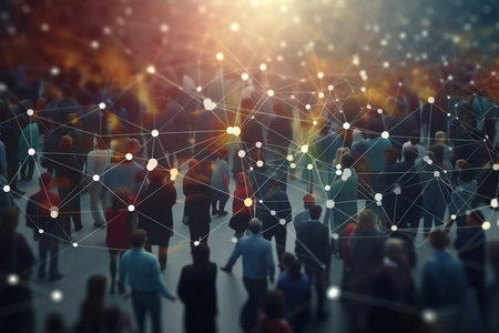 Smart city, line and communication pattern design for networking, connection and society for groupの素材