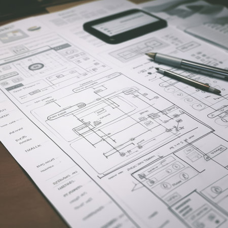 Website design, creative planning application development drawing template wireframe designの素材