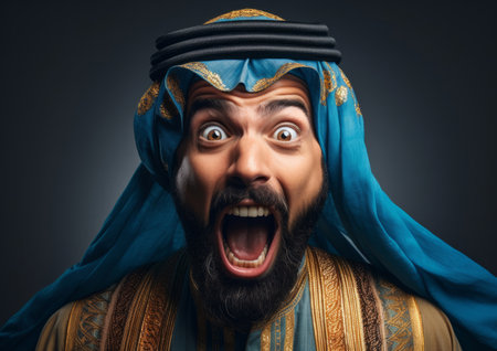 Model in traditional religious clothes emotionally charged. Religion concept.の素材