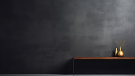 Black empty wall with shadows and light. Minimal abstract background for product presentationの素材