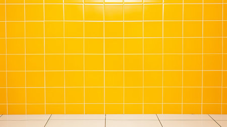 Yellow ceramic tile wall or floor background. Design wallpaper copyspaceの素材