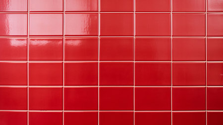 Red ceramic tile wall or floor background. Design wallpaper copyspaceの素材