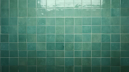 Green ceramic tile wall or floor background. Design wallpaper copyspaceの素材