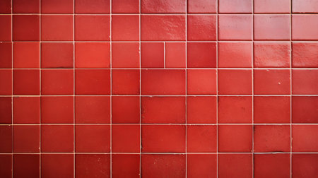 Red ceramic tile wall or floor background. Design wallpaper copyspaceの素材