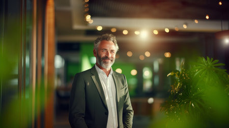 Portrait of businessman, ceo, manager or designer for sustainable architectureの素材