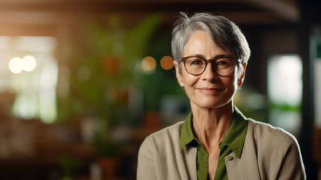 Portrait of business woman, ceo, manager or designer for sustainable architectureの素材