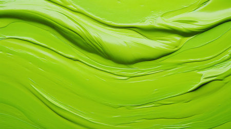 Green smooth paint texture close-up. Swirl abstract background.の素材